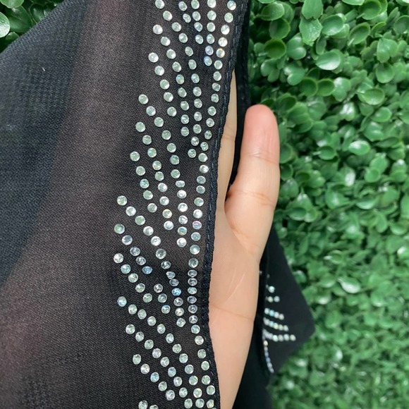 Sheer black with rhinestone detail scarf - Picture 2 of 3